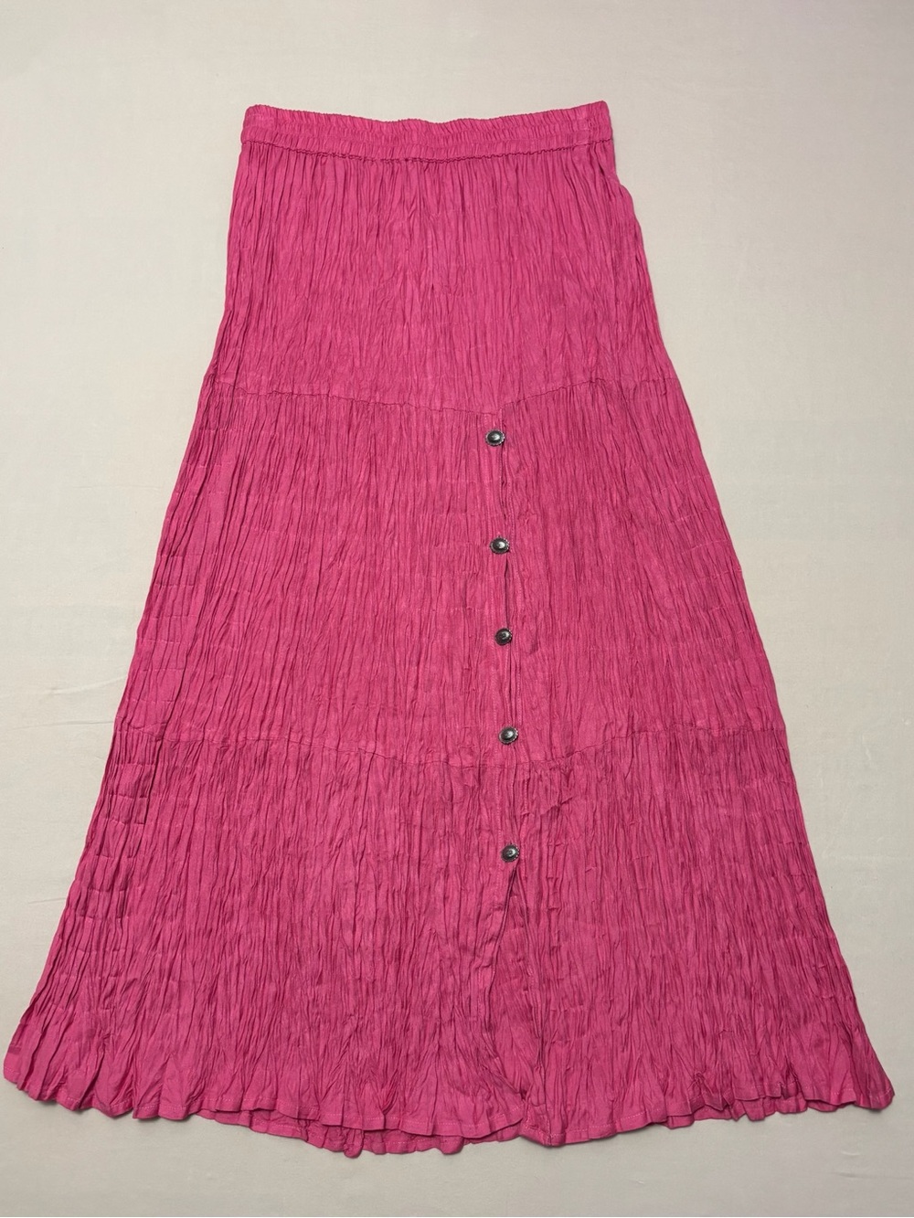 Crazy Cowgirl Women’s Western Fuchsia Crinkle Concho Detailed Maxi Skirt Size XL